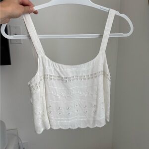 La Hearts White Embroidered Crop Top